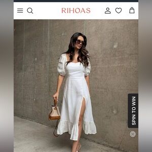 NWT:: Puff Sleeve Split Hem Midi Dress